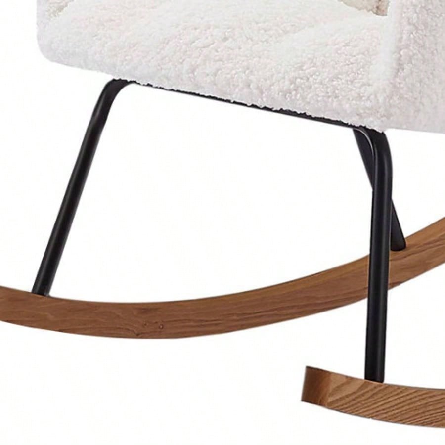 Comfy Upholstered Lounge Chair Rocking Chair with High Backrest, Nursing, Reading, Napping