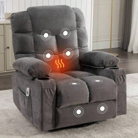 Massage Rocker Recliner Chair Rocking Chairs Adults Oversized with 2 Cup Holders, USB Charge Port Soft Features a Manual Massage and Heat. A+B