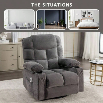 Massage Rocker Recliner Chair Rocking Chairs Adults Oversized with 2 Cup Holders, USB Charge Port Soft Features a Manual Massage and Heat. A+B