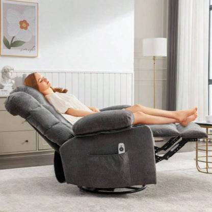 Massage Rocker Recliner Chair Rocking Chairs Adults Oversized with 2 Cup Holders, USB Charge Port Soft Features a Manual Massage and Heat. A+B