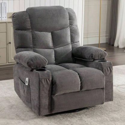 Massage Rocker Recliner Chair Rocking Chairs Adults Oversized with 2 Cup Holders, USB Charge Port Soft Features a Manual Massage and Heat. A+B