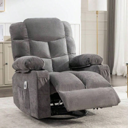 Massage Rocker Recliner Chair Rocking Chairs Adults Oversized with 2 Cup Holders, USB Charge Port Soft Features a Manual Massage and Heat. A+B