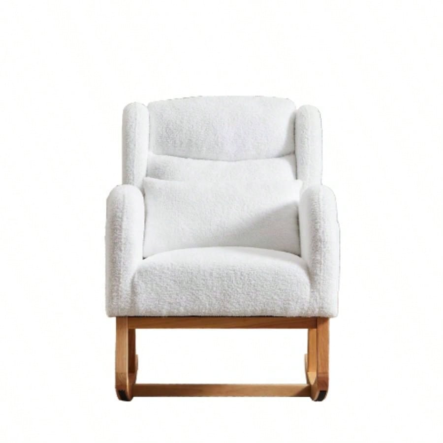 27.2 Modern Accent High Backrest Living Room Lounge Arm Rocking Chair, Two Side Pocket