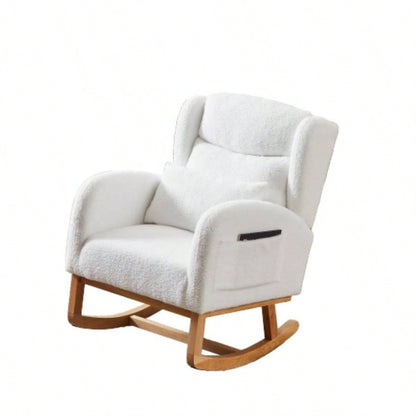 27.2 Modern Accent High Backrest Living Room Lounge Arm Rocking Chair, Two Side Pocket