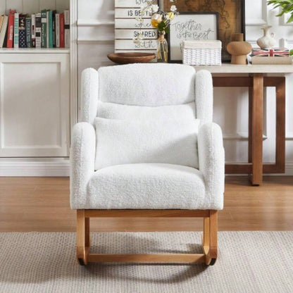 27.2 Modern Accent High Backrest Living Room Lounge Arm Rocking Chair, Two Side Pocket