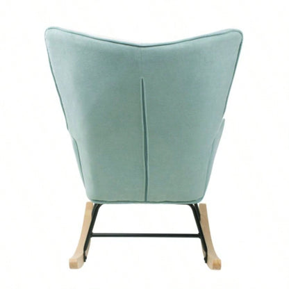 Rocking Chair with ottoman, Mid Fabric Rocker Chair with Wood and Patchwork Linen Livingroom Bedroom