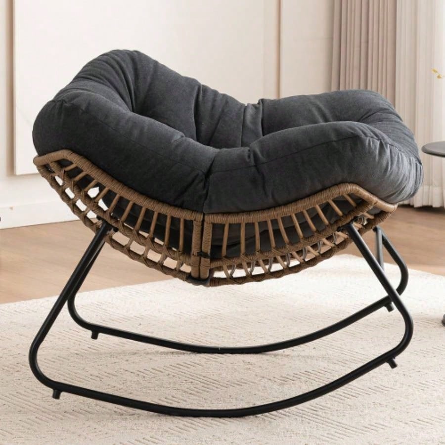 Rocking Chair, Chenille Upholstered Accent Chair, Modern Nursery Rocking Chair Living Room, Bedroom, Apartment