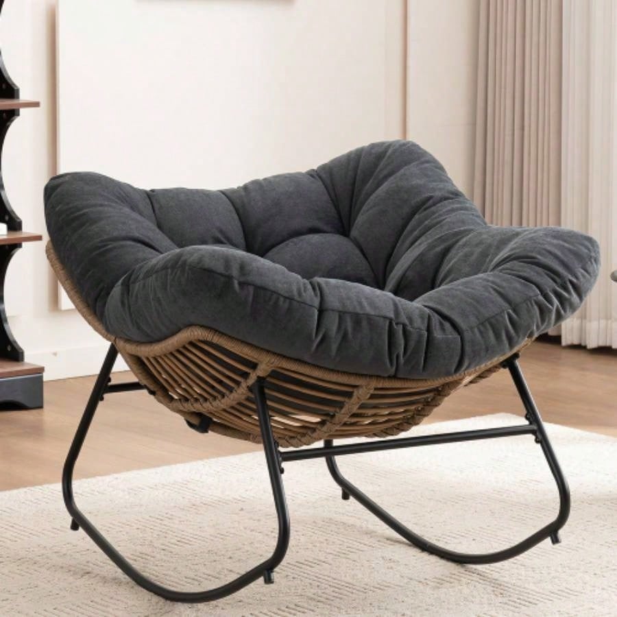 Rocking Chair, Chenille Upholstered Accent Chair, Modern Nursery Rocking Chair Living Room, Bedroom, Apartment