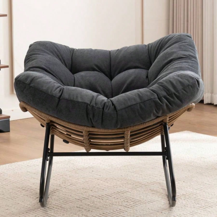 Rocking Chair, Chenille Upholstered Accent Chair, Modern Nursery Rocking Chair Living Room, Bedroom, Apartment