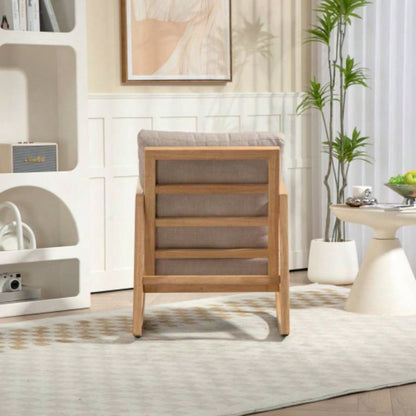 Upholstered Accent Glider Chair, Rubberwood Frame in Natural, Khaki