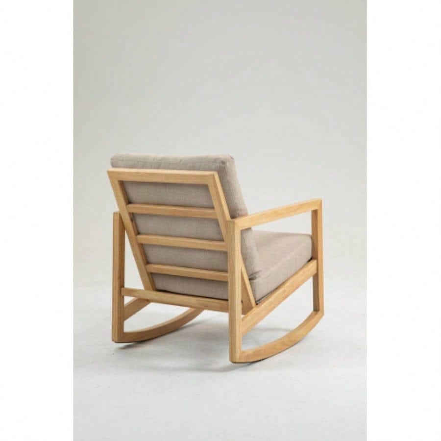 Upholstered Accent Glider Chair, Rubberwood Frame in Natural, Khaki