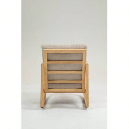 Upholstered Accent Glider Chair, Rubberwood Frame in Natural, Khaki