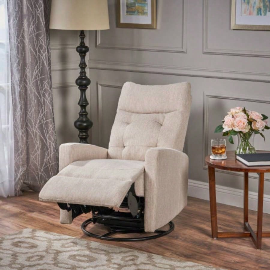 Recliner Chairs, Swivel Rocker Recliner Chair Adults, Glider Rocking Chair, Nursery Recliner Living Room, Reclining with Modern - Designed Armrests, Upholstered Fabric