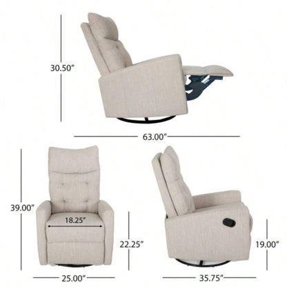 Recliner Chairs, Swivel Rocker Recliner Chair Adults, Glider Rocking Chair, Nursery Recliner Living Room, Reclining with Modern - Designed Armrests, Upholstered Fabric