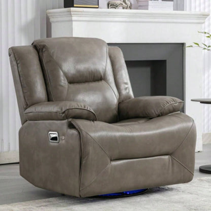 360 Swivel and Rocking Home Theater Recliner Manual Recliner Chair with a LED Light Strip Living Room, Bedroom,