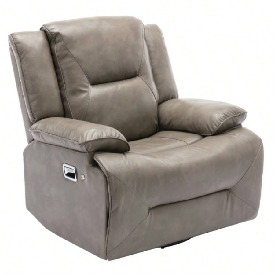 360 Swivel and Rocking Home Theater Recliner Manual Recliner Chair with a LED Light Strip Living Room, Bedroom,