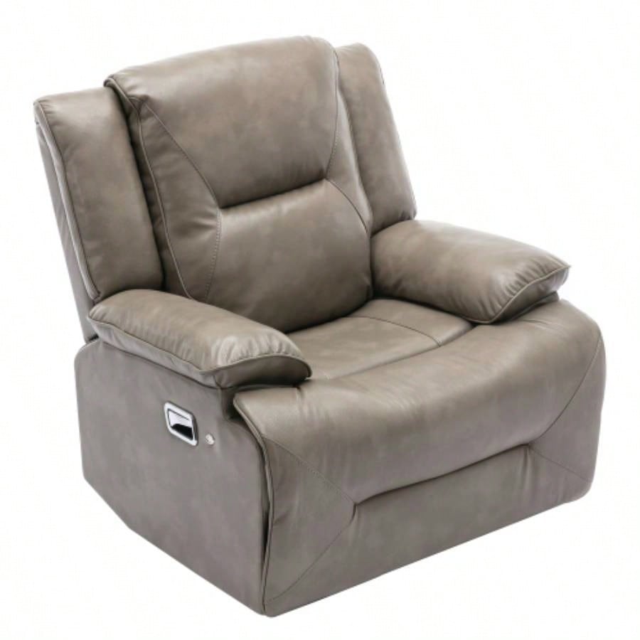 360 Swivel and Rocking Home Theater Recliner Manual Recliner Chair with a LED Light Strip Living Room, Bedroom,