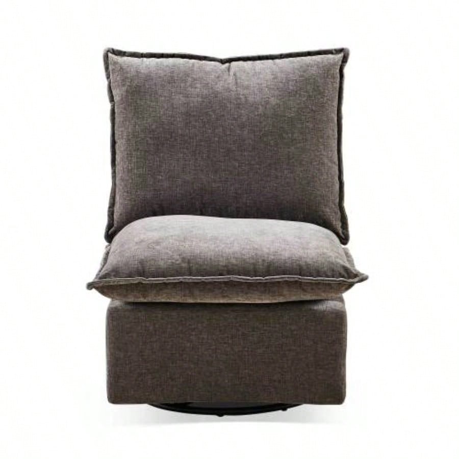 Detachable Dark Chenille Single 360 Swivel Rocking Rocker, 360 Swivel Sofa Chair Single Sofa Lounge, Comfortable Seating Living Room Bedroom, Dark Gray Sofa - 1PC