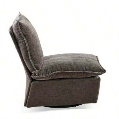 Detachable Dark Chenille Single 360 Swivel Rocking Rocker, 360 Swivel Sofa Chair Single Sofa Lounge, Comfortable Seating Living Room Bedroom, Dark Gray Sofa - 1PC