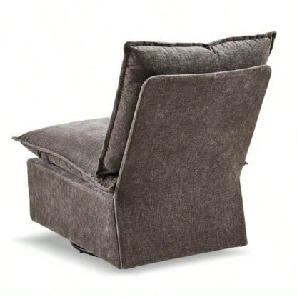 Detachable Dark Chenille Single 360 Swivel Rocking Rocker, 360 Swivel Sofa Chair Single Sofa Lounge, Comfortable Seating Living Room Bedroom, Dark Gray Sofa - 1PC