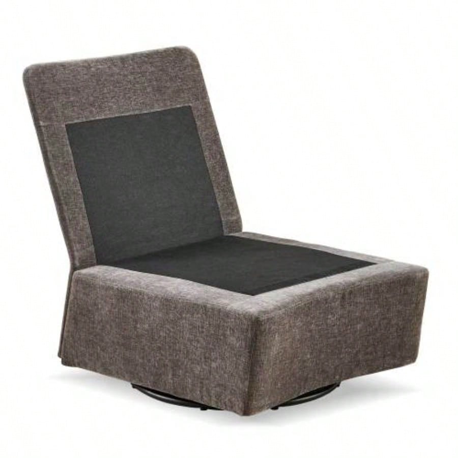 Detachable Dark Chenille Single 360 Swivel Rocking Rocker, 360 Swivel Sofa Chair Single Sofa Lounge, Comfortable Seating Living Room Bedroom, Dark Gray Sofa - 1PC