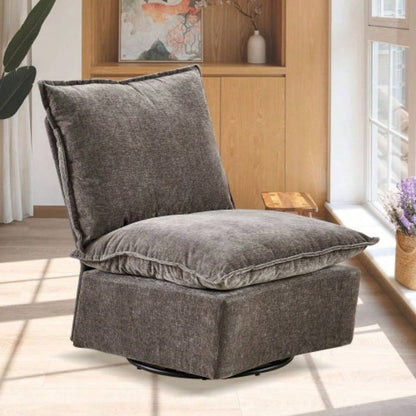 Detachable Dark Chenille Single 360 Swivel Rocking Rocker, 360 Swivel Sofa Chair Single Sofa Lounge, Comfortable Seating Living Room Bedroom, Dark Gray Sofa - 1PC