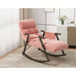 Casual folding rocking chair upholstered, lounge rocking chair adjustable high back and foot rest, side pockets placed in living room bedroom balcony