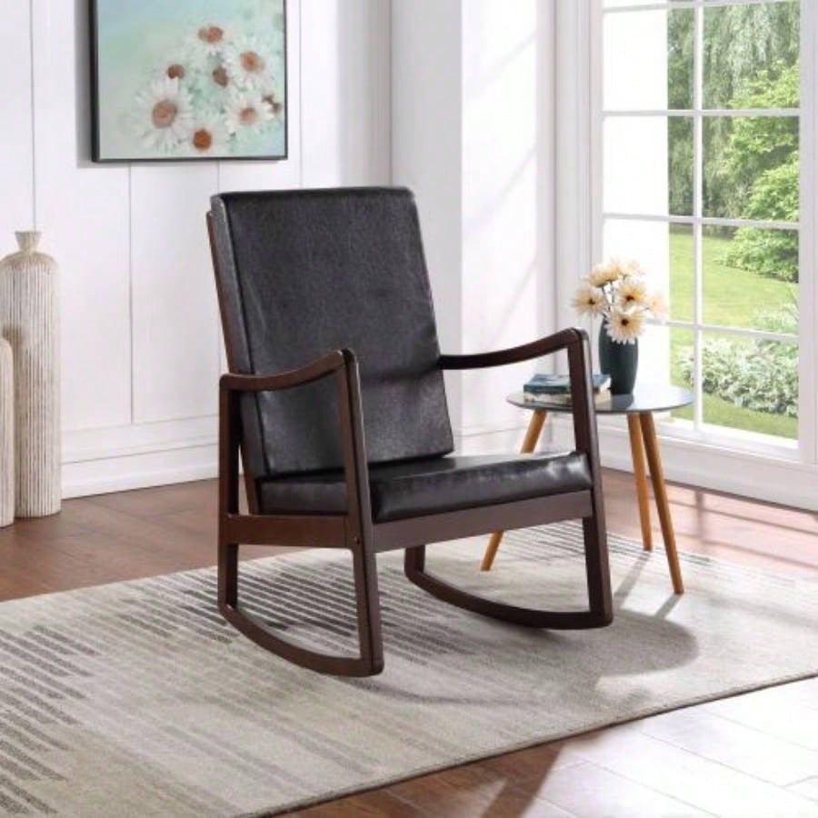 Raina Dark brown Synthenic Leather Espresso Rocking Chair