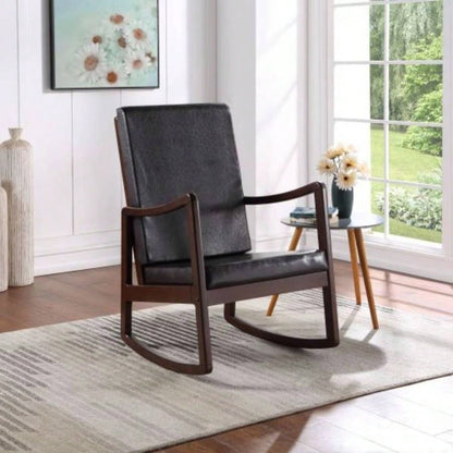 Raina Dark brown Synthenic Leather Espresso Rocking Chair