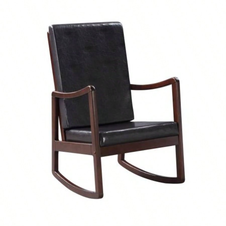 Raina Dark brown Synthenic Leather Espresso Rocking Chair