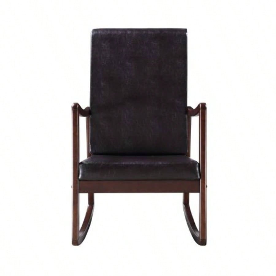 Raina Dark brown Synthenic Leather Espresso Rocking Chair