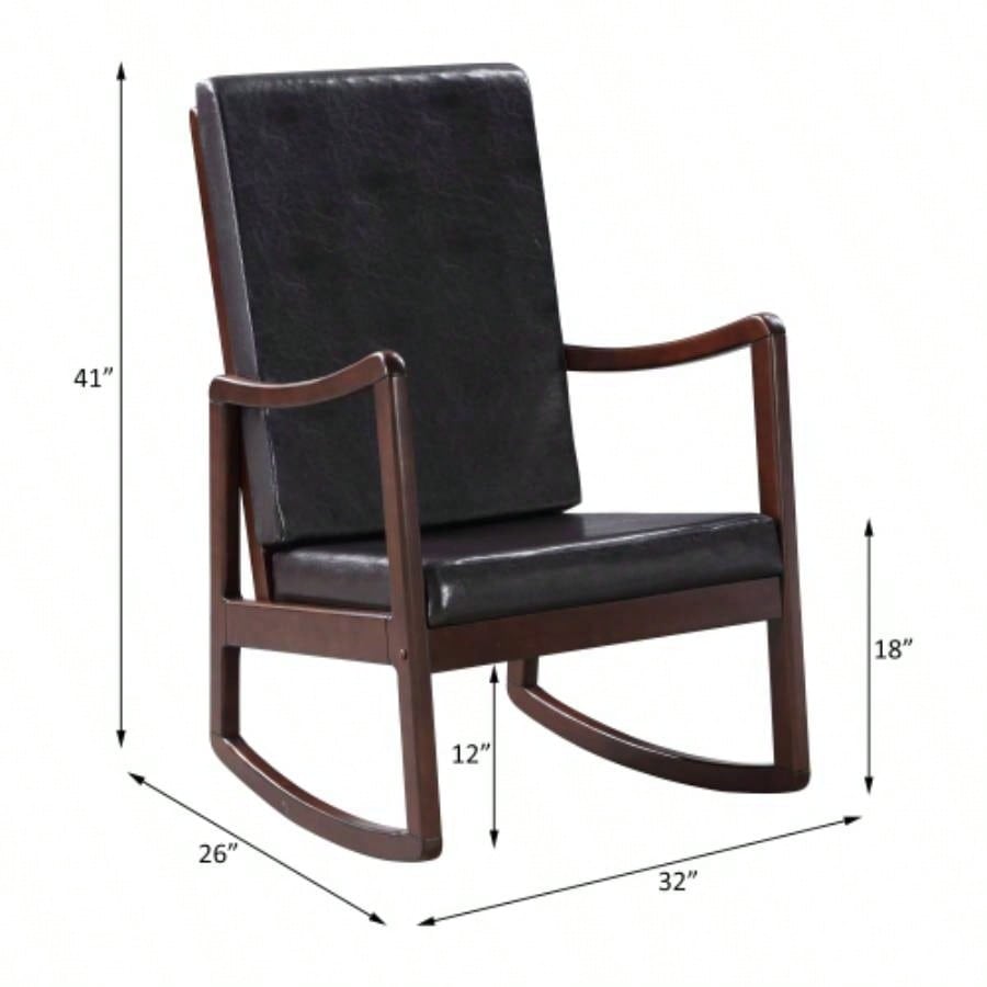Raina Dark brown Synthenic Leather Espresso Rocking Chair