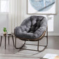 Outdoor Rattan Rocking Chair, Padded Cushion Rocker Recliner Chair Outdoor Front Porch, Living Room, Patio, Garden, Beige