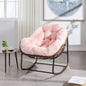 Outdoor Rattan Rocking Chair, Padded Cushion Rocker Recliner Chair Outdoor Front Porch, Living Room, Patio, Garden, Beige