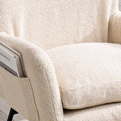 Modern Rocking Chair with High Backrest, Teddy Material Comfort Arm Rocker, Lounge Armchair Living Room