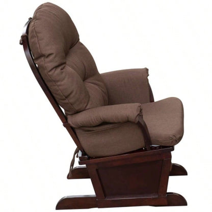 HOMCOM Nursery Glider Rocking Chair with Ottoman, Thick Padded Cushion Seating and Wood Base, Brown