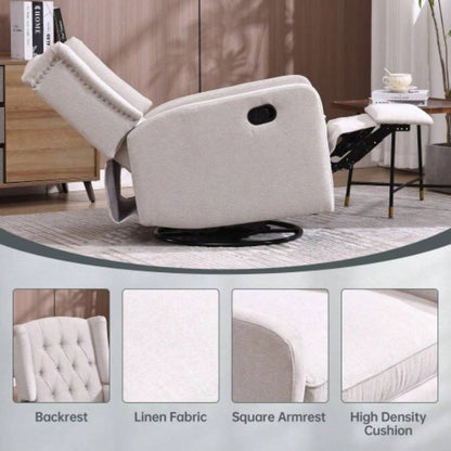 COOLMORE Rocking Recliner Chair, 360 Degree Swivel Nursery Rocking Chair, Glider Chair, Modern Small Rocking Swivel Recliner Chair Bedroom, Living Room Chair Home Theater Beige