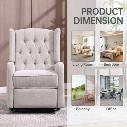 COOLMORE Rocking Recliner Chair, 360 Degree Swivel Nursery Rocking Chair, Glider Chair, Modern Small Rocking Swivel Recliner Chair Bedroom, Living Room Chair Home Theater Beige