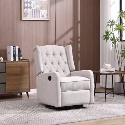 COOLMORE Rocking Recliner Chair, 360 Degree Swivel Nursery Rocking Chair, Glider Chair, Modern Small Rocking Swivel Recliner Chair Bedroom, Living Room Chair Home Theater Beige
