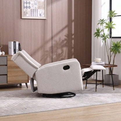 COOLMORE Rocking Recliner Chair, 360 Degree Swivel Nursery Rocking Chair, Glider Chair, Modern Small Rocking Swivel Recliner Chair Bedroom, Living Room Chair Home Theater Beige