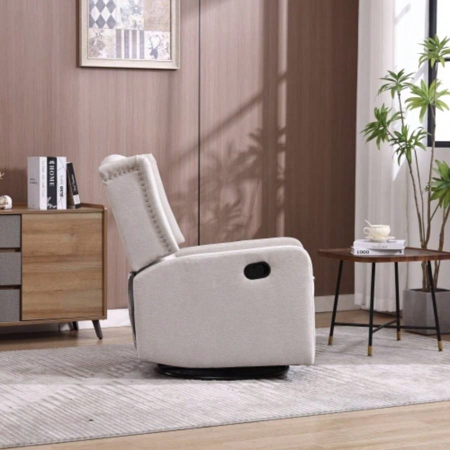COOLMORE Rocking Recliner Chair, 360 Degree Swivel Nursery Rocking Chair, Glider Chair, Modern Small Rocking Swivel Recliner Chair Bedroom, Living Room Chair Home Theater Beige