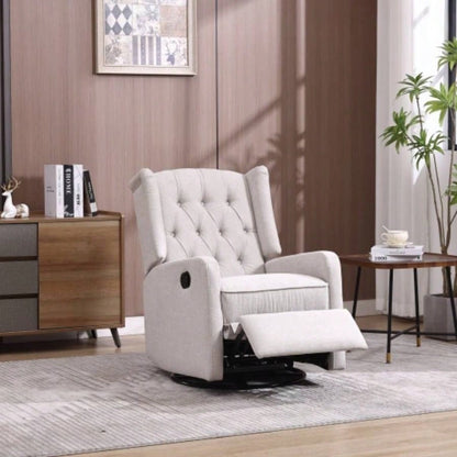 COOLMORE Rocking Recliner Chair, 360 Degree Swivel Nursery Rocking Chair, Glider Chair, Modern Small Rocking Swivel Recliner Chair Bedroom, Living Room Chair Home Theater Beige