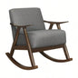 Modern Home Furniture 1pc Rocking Chair Gray Fabric Upholstered Dark Walnut Wood Cushion and Back