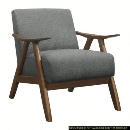 Modern Home Furniture 1pc Rocking Chair Gray Fabric Upholstered Dark Walnut Wood Cushion and Back