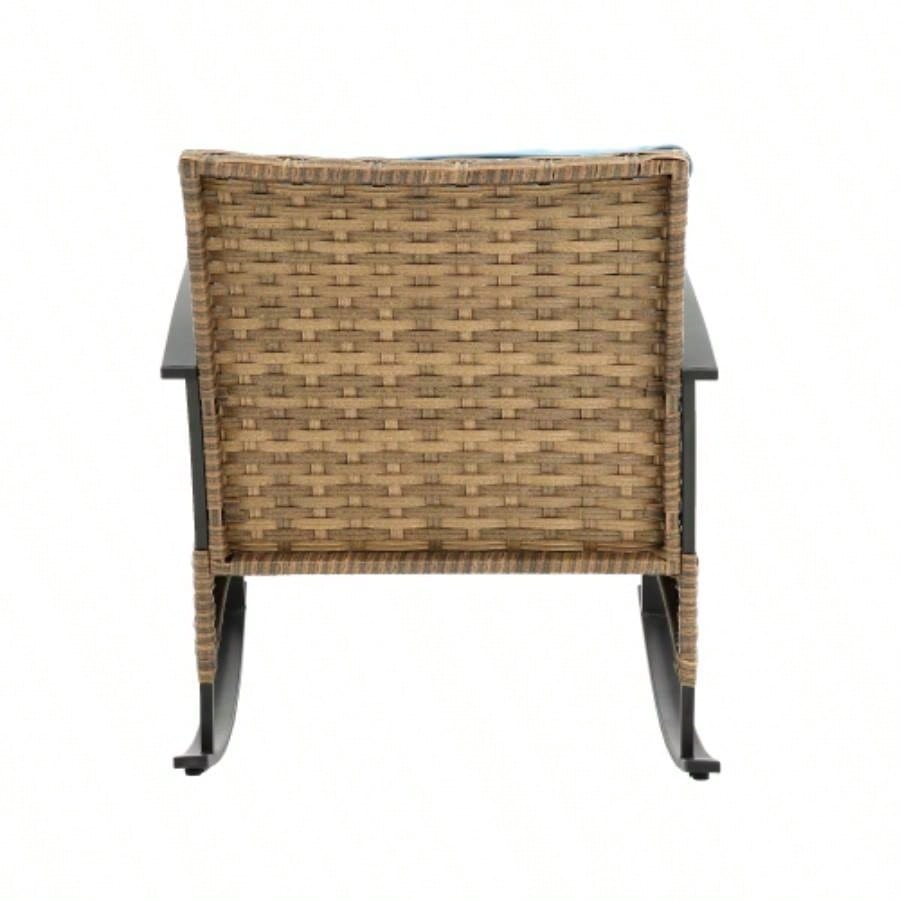 3pcs rocking rattan set leisure chair outdoor rattan rocking chair set