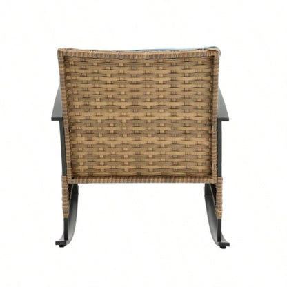 3pcs rocking rattan set leisure chair outdoor rattan rocking chair set