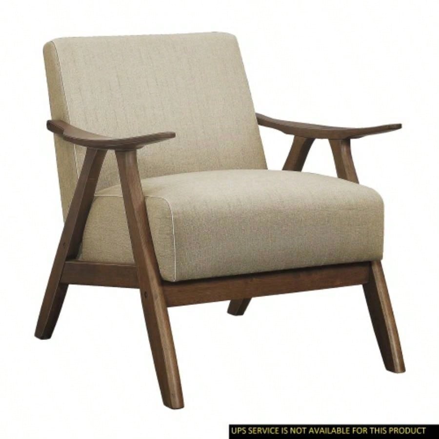 Modern Home Furniture 1pc Rocking Chair Gray Fabric Upholstered Dark Walnut Wood Cushion and Back