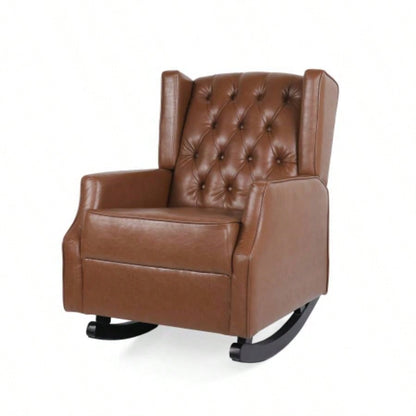 Rocking Chair Nursery, Rocker Chair with Wingback, Solid Wood Frame Armchair with Arm Nursery, Living Room, Bedroom