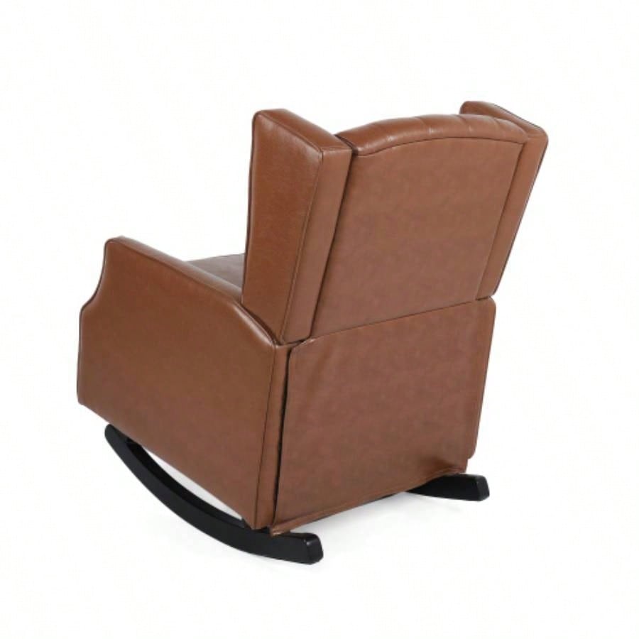 Rocking Chair Nursery, Rocker Chair with Wingback, Solid Wood Frame Armchair with Arm Nursery, Living Room, Bedroom