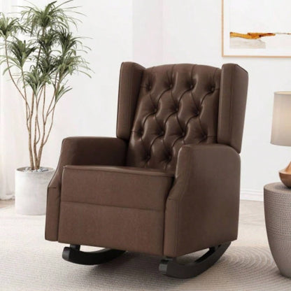 Rocking Chair Nursery, Rocker Chair with Wingback, Solid Wood Frame Armchair with Arm Nursery, Living Room, Bedroom